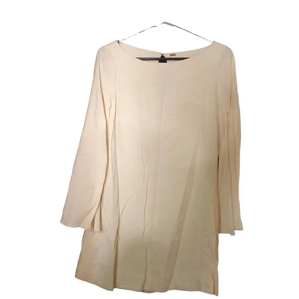 Free People Dress Womens XS Cape Slit Sleeve Off White Minimalist Boatneck